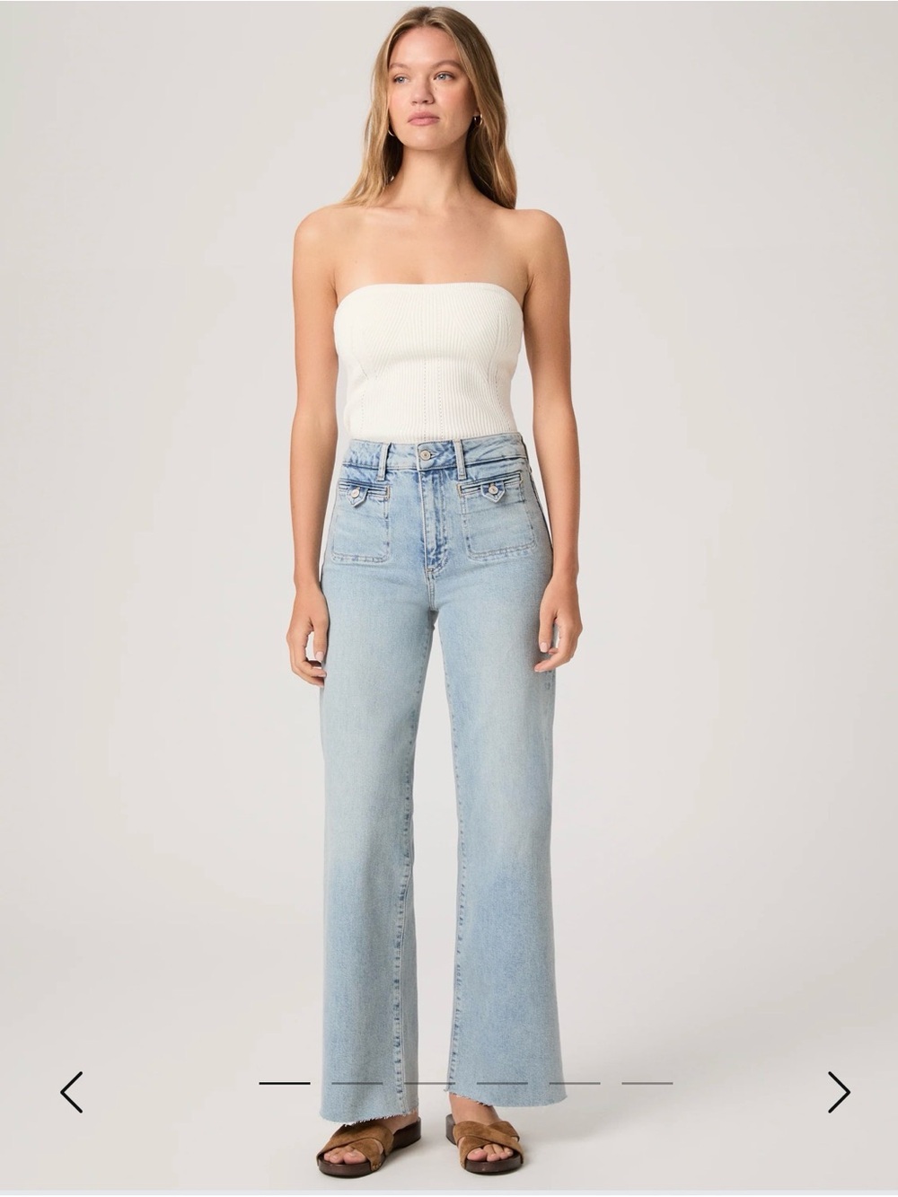 PAIGE Light Blue High-Rise Wide Leg Jeans - Canoga